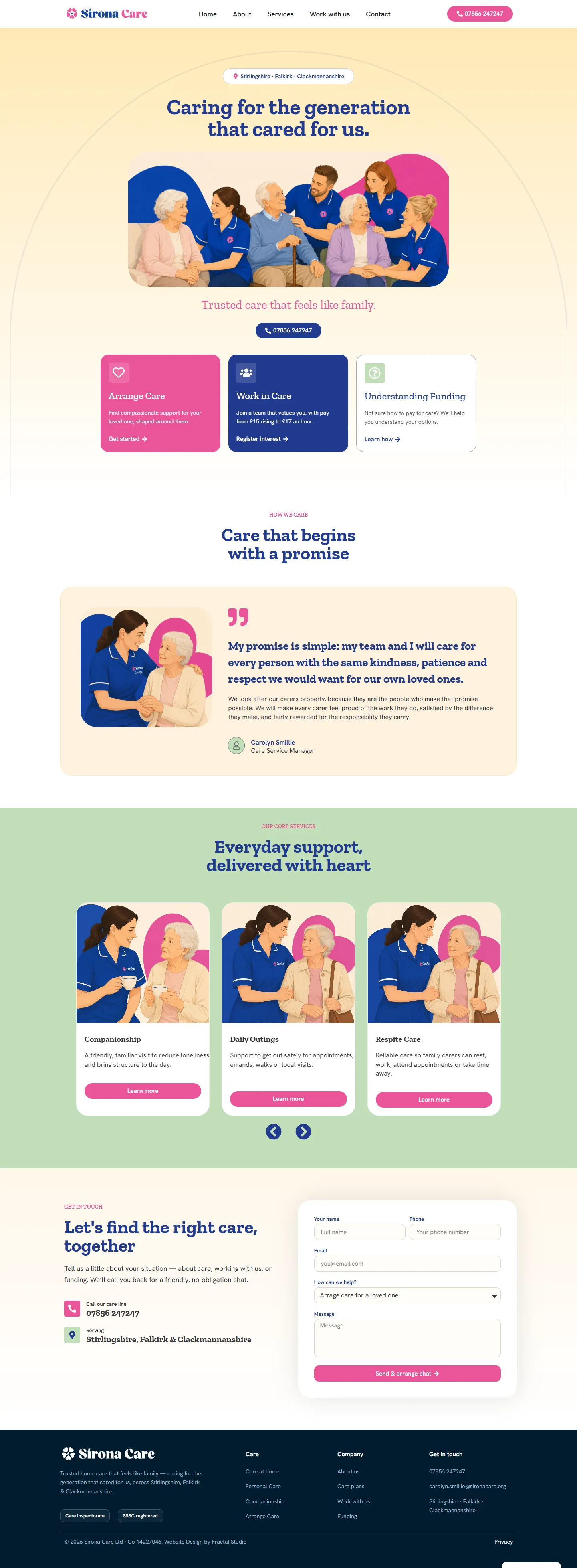 Sirona Care, desktop view